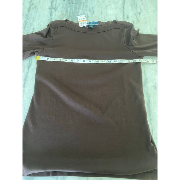Karen Scott Brown Boatneck Knit Blouse Top Short Sleeve Woman Size Small NWT - Picture 9 of 10